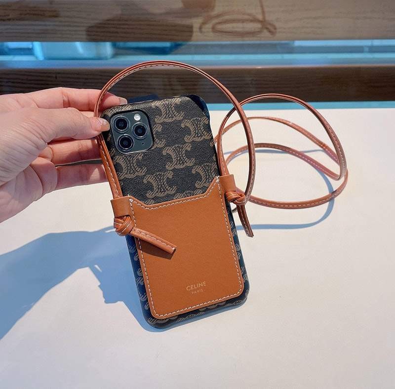 人気No1 セリーヌ☆トリオンフ 偽物ストラップ付き iPhone11/12 pro ケース Ces66233高い品質