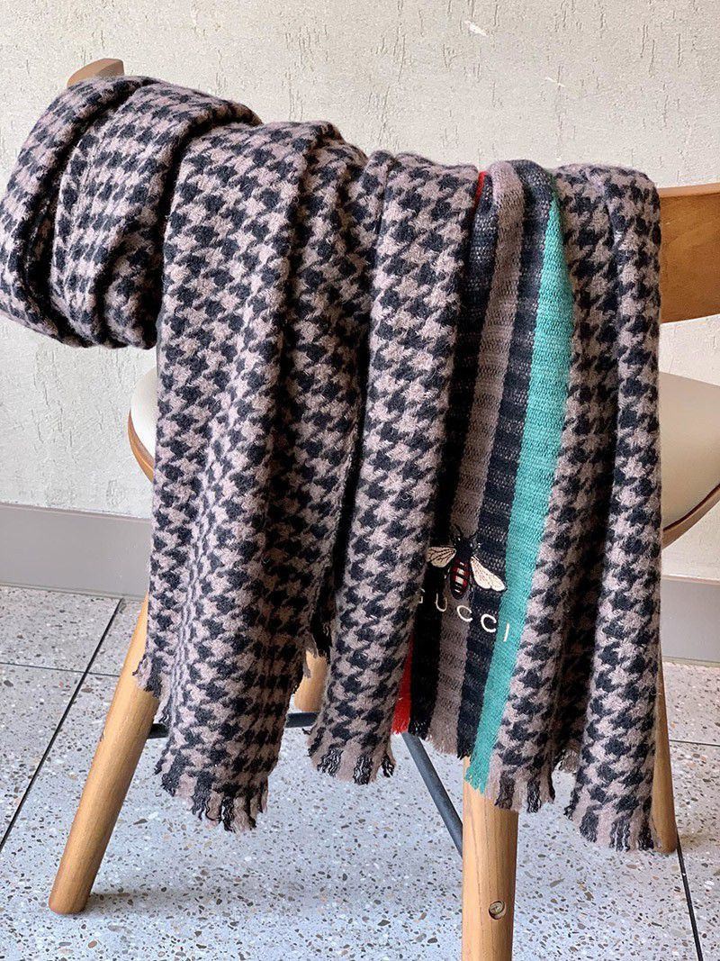 完売必至 グッチ 男女OK!GGマークコピー チェックストライプ ウールマフラー gua69797最高級