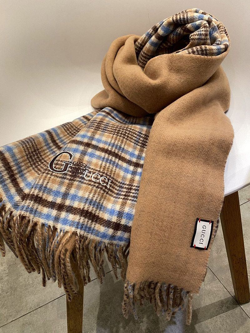 日本未入荷 グッチ チェック カシミヤ 偽物 スカーフ gub13958最高級