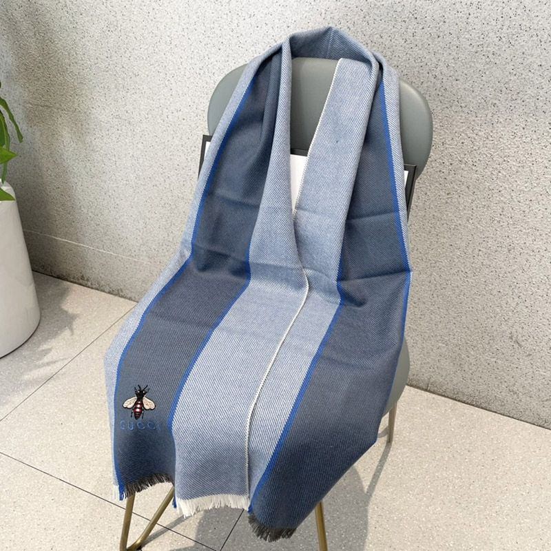 完売必至 グッチ 蜂 ストライプ コピー カシミヤマフラー gui15948高い品質