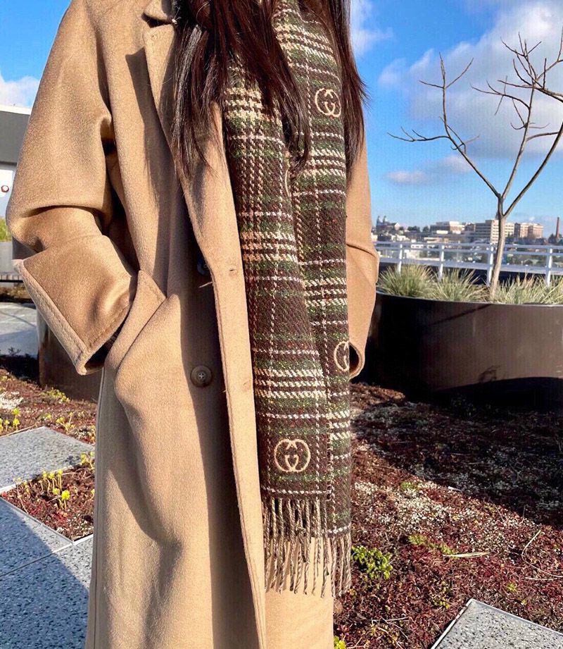 目を惹くカラー グッチ チェック カシミヤ スカーフ gus90494通販