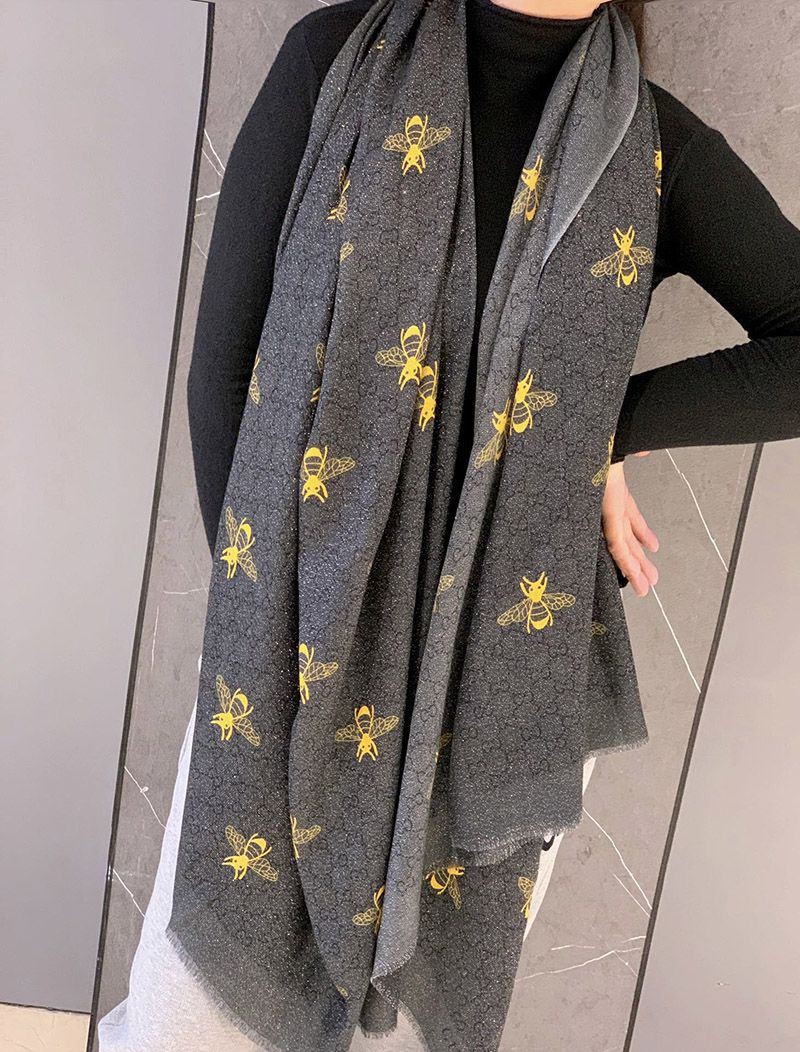 《大人気》グッチ 蜂 ストライプ カシミヤマフラー gux00042N級品