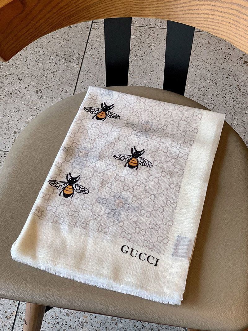 《大人気》グッチ 蜂 ストライプ カシミヤマフラー gux00042代引きを販売