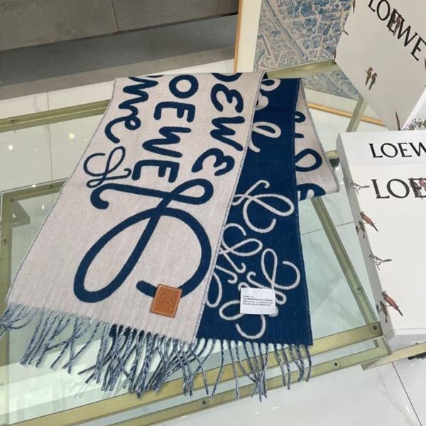 超希少！ロエベ 偽物 ウール&カシミヤ ロゴ入りスカーフ loe80635人気