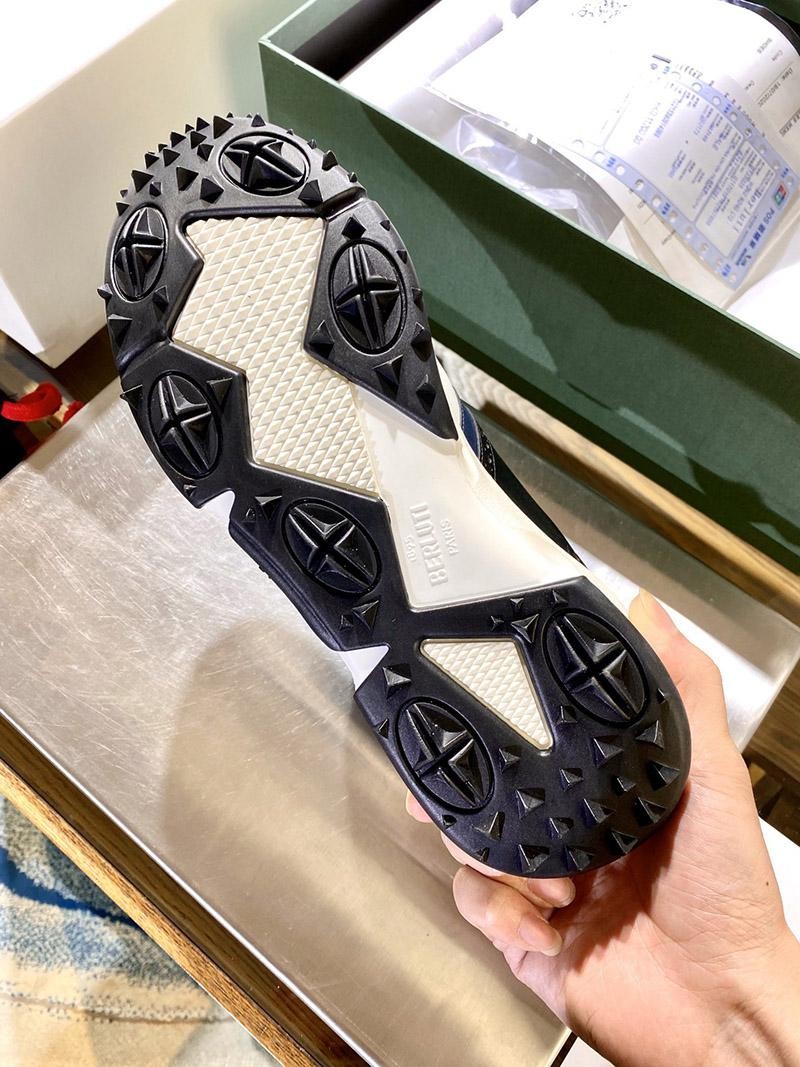 目を惹くカラーベルルッティ スニーカー N級品◆上質 スクリットレザー×ナイロン きれいめ スニーカー bea97486激安送料無料