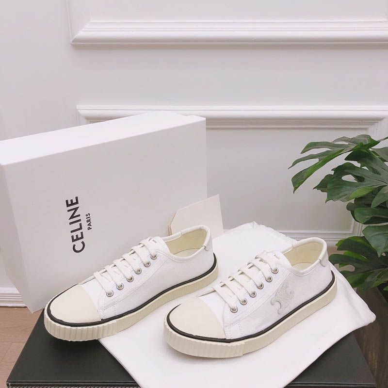 稀少【セリーヌ】トリオンフパッチ キャンパススニーカー 偽物 Cef06997高い品質
