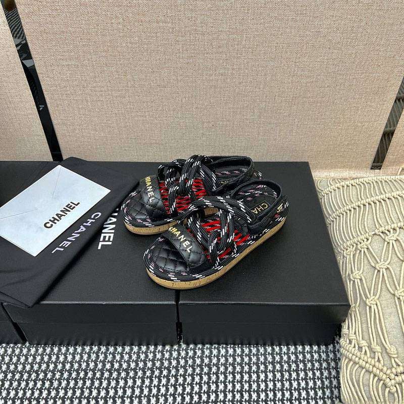 大人気!!新色シャネル カーフスキン サンダル 偽物 ブラック shz76124激安送料無料