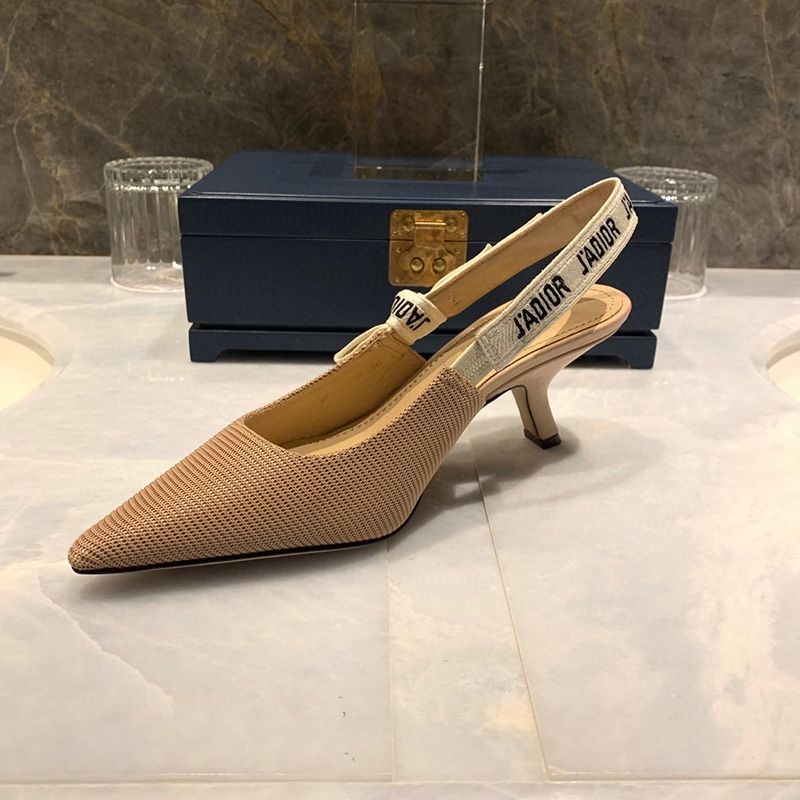 《大人気》ジャディオール スリングバックパンプス コピー★ヒール6.5cm ブラウン テクニカルファブリック dep24544N級品