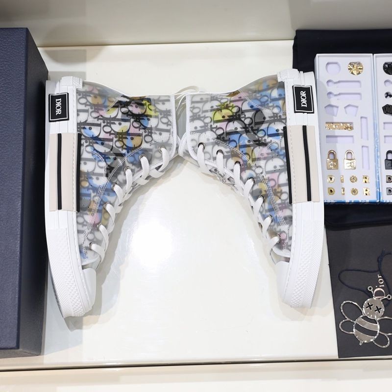 21-22AWディオール x アレックスフォックストン 偽物 B23 ハイトップスニーカー★マルチカラー オブリーク キャンバス der66018人気