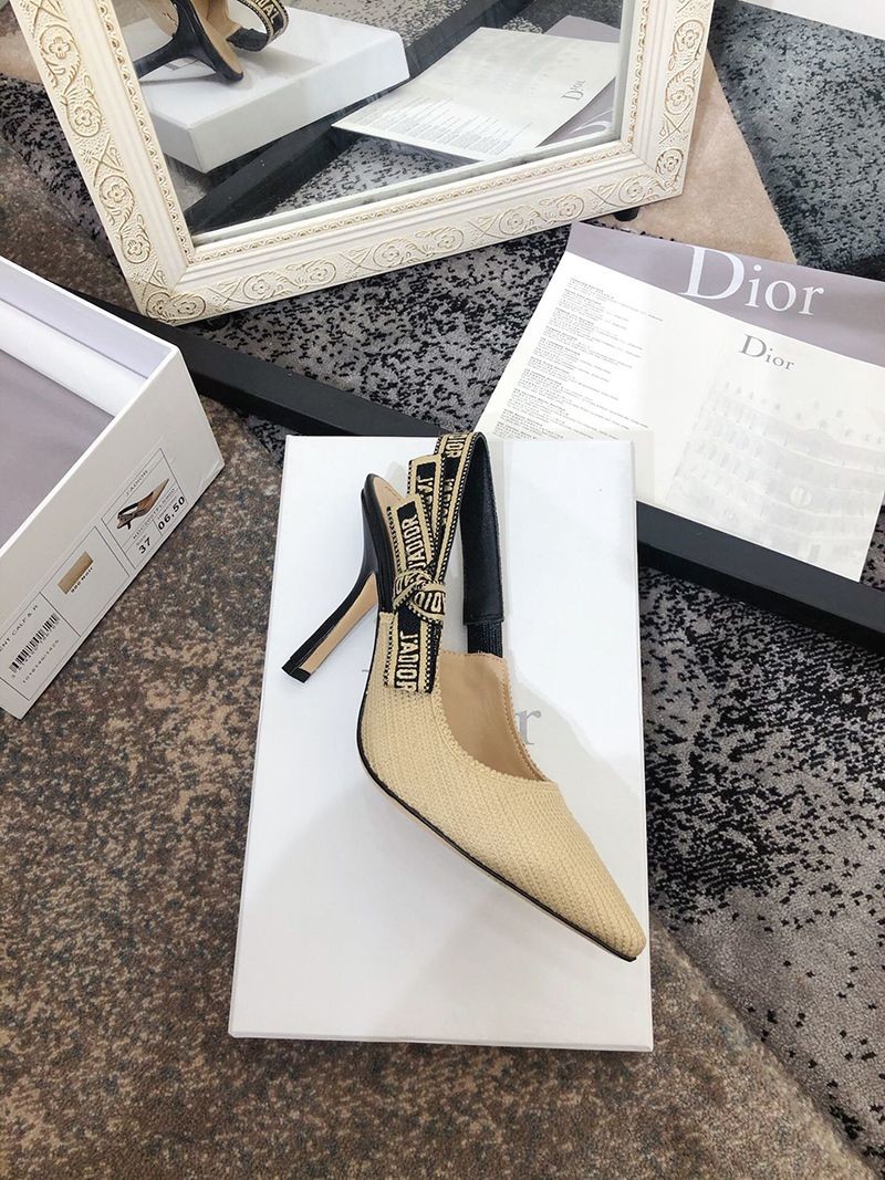 人気No1ジャディオール スリングバックパンプス スーパーコピー★ヒール9.5cm ベージュ テクニカルファブリック deu85026N級品