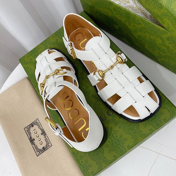 完売必至グッチ ホースビット ローヒールサンダル コピー ホワイト gua08304通販