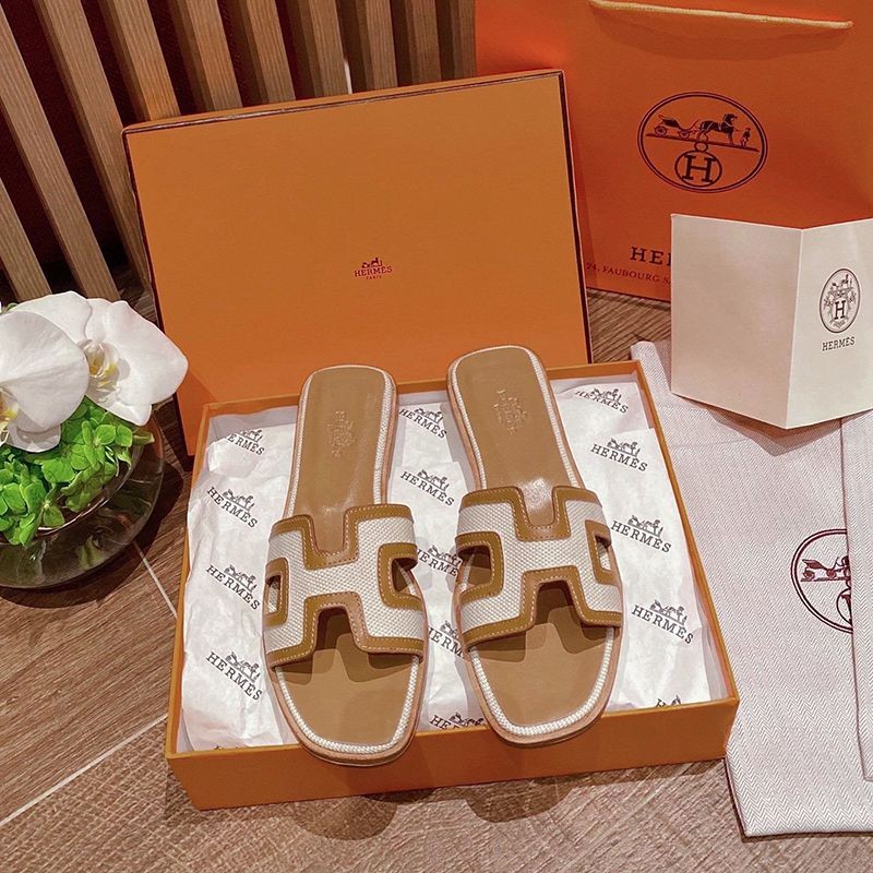 エルメス Oran sandal 偽物 最高な材質 オラン レザー＆キャンバス サンダル eru08562最高級