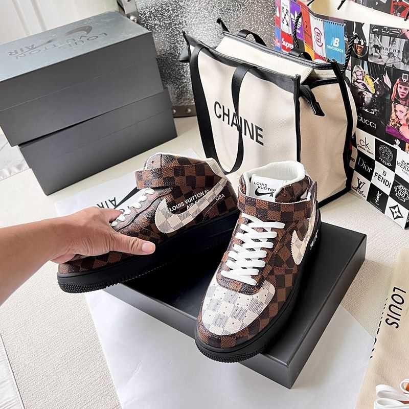 完売必至ルイヴィトン ナイキ 偽物 ダミエ エアフォース1 ハイトップスニーカー nab89490高い品質