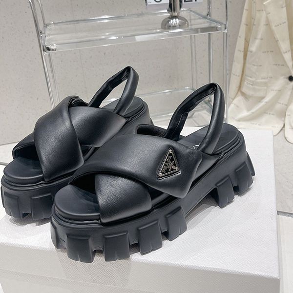 【プラダ コピー】ソフト パッド入りナッパ レザー ウェッジ サンダル pud11886通販