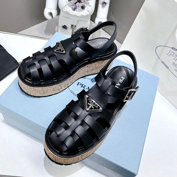 お洒落プラダ Rubber wedge platform sandals ウェッジサンダル 偽物 pur40331激安送料無料