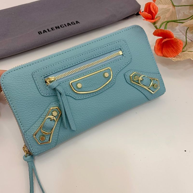 入手困難バレンシアガ ラウンドファスナー 偽物 長財布 小銭入れ付き/ネオクラシック ブルー baj52207高い品質