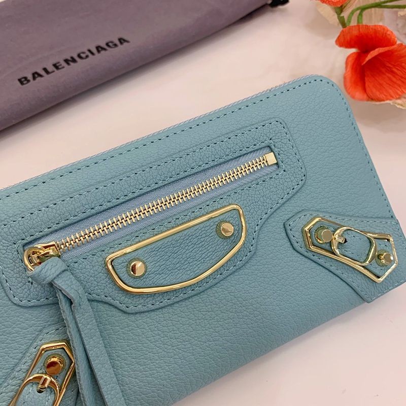 入手困難バレンシアガ ラウンドファスナー 偽物 長財布 小銭入れ付き/ネオクラシック ブルー baj52207人気