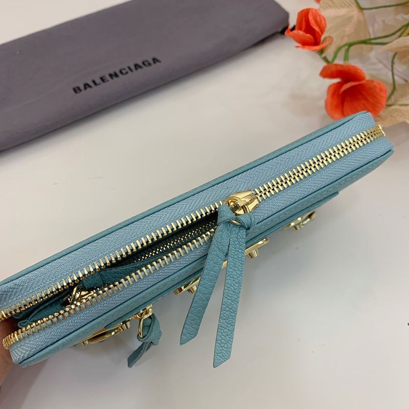 入手困難バレンシアガ ラウンドファスナー 偽物 長財布 小銭入れ付き/ネオクラシック ブルー baj52207N級品