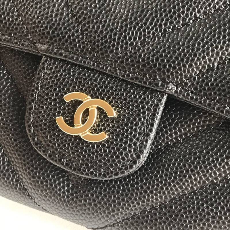 希少限定品 シャネル 二折りカブセ長財布 偽物キャビア 80758人気