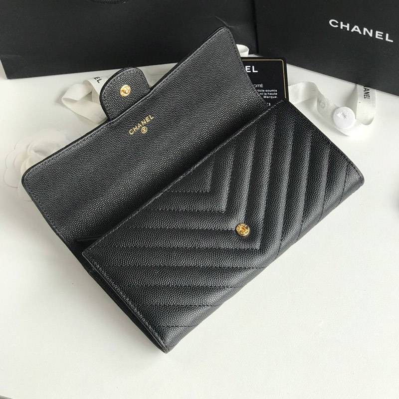 希少限定品 シャネル 二折りカブセ長財布 偽物キャビア 80758最高級