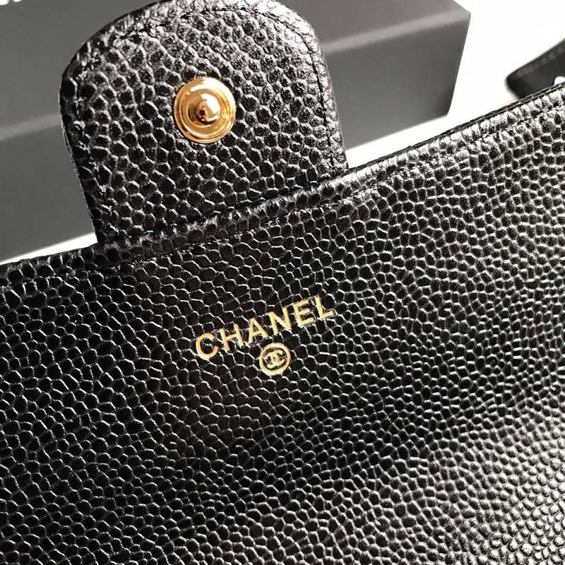 シャネル スーパーコピー 二折りカブセ長財布 キャビア shi38782最高級