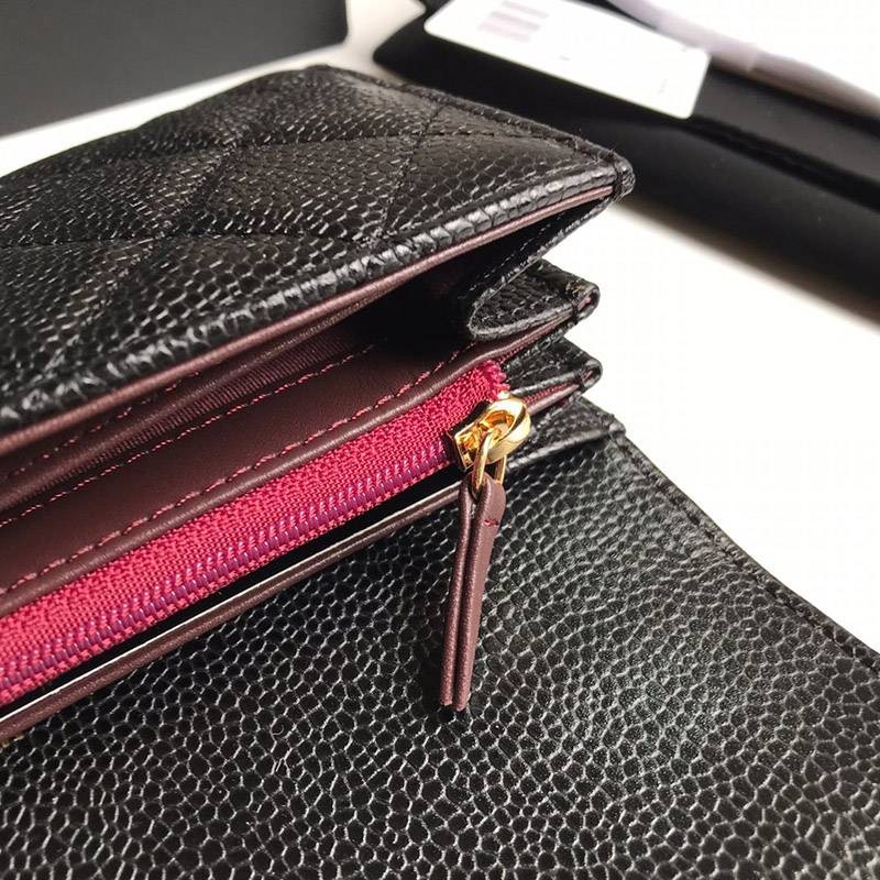 シャネル スーパーコピー 二折りカブセ長財布 キャビア shi38782N級品