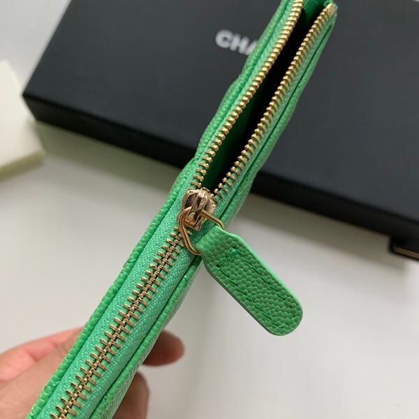 【シャネル】クラシック スモール ポーチ カーフス キンキャビアスキン 緑AP1071品質保証