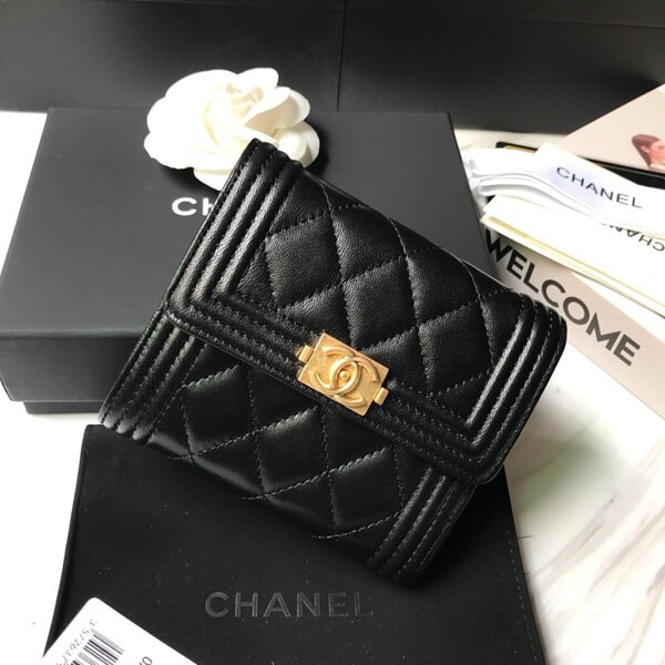 すぐ届く☆ シャネルブランド シャネル 三つ折り財布偽物品　黒 b80734激安送料無料