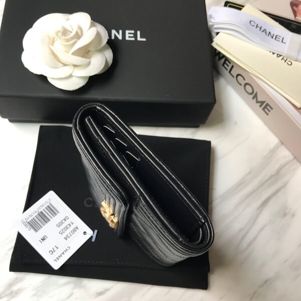 すぐ届く☆ シャネルブランド シャネル 三つ折り財布偽物品　黒 b80734最高級