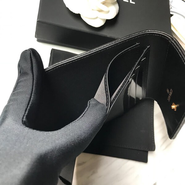 すぐ届く☆ シャネルブランド シャネル 三つ折り財布偽物品　黒 b80734品質保証