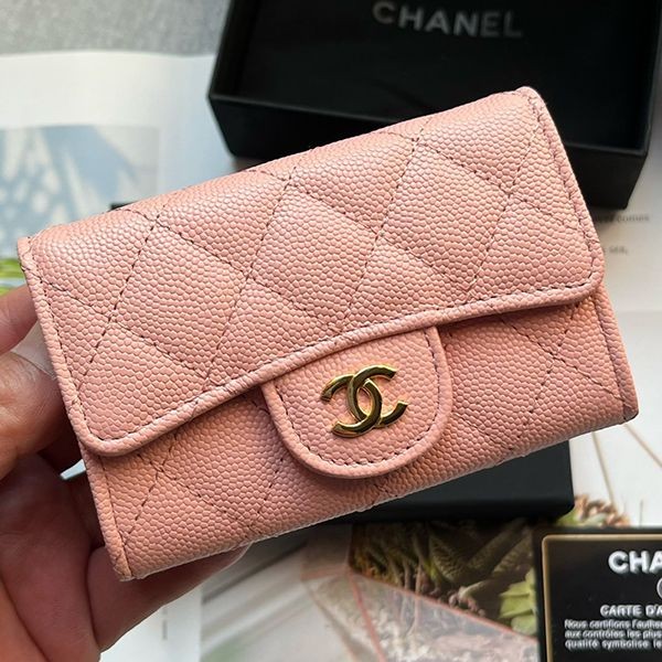 高品質シャネル ミニ財布 キャビア コピー ライトゴールド金具 shn02147