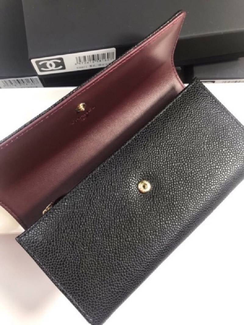 人気  シャネル キャビアスキン コピー ココマーク 二つ折り長財布 sho97441N級品