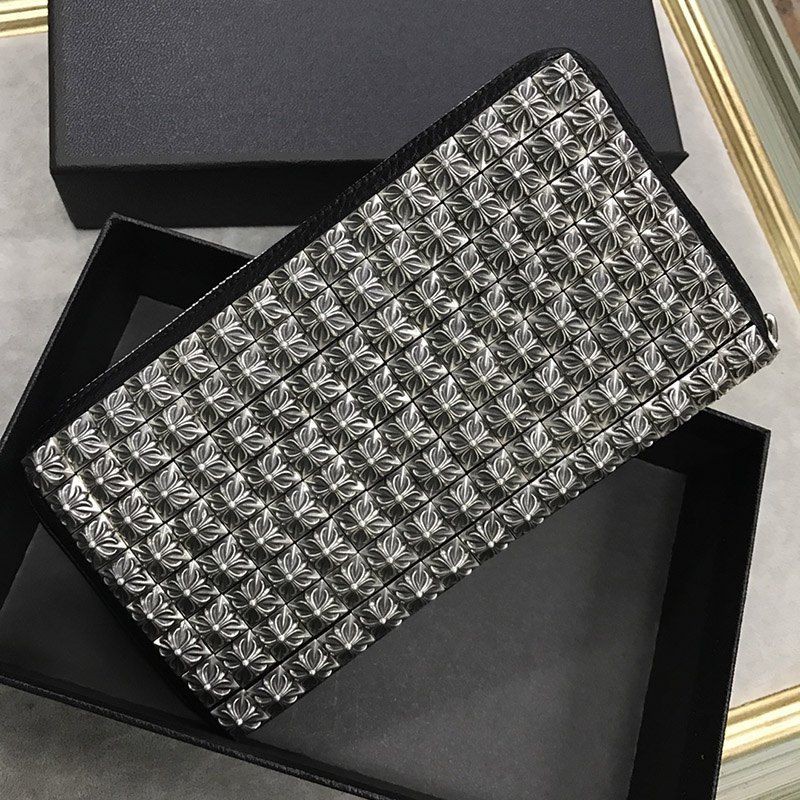 21-22AW クロムハーツ風 財布 コピーゼロピラミッドスタッズ/ラウンドファスナー財布/ヘビーレザー Kub01611通販