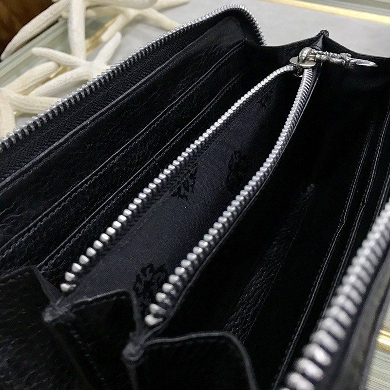 21-22AW クロムハーツ風 財布 コピーゼロピラミッドスタッズ/ラウンドファスナー財布/ヘビーレザー Kub01611最高級