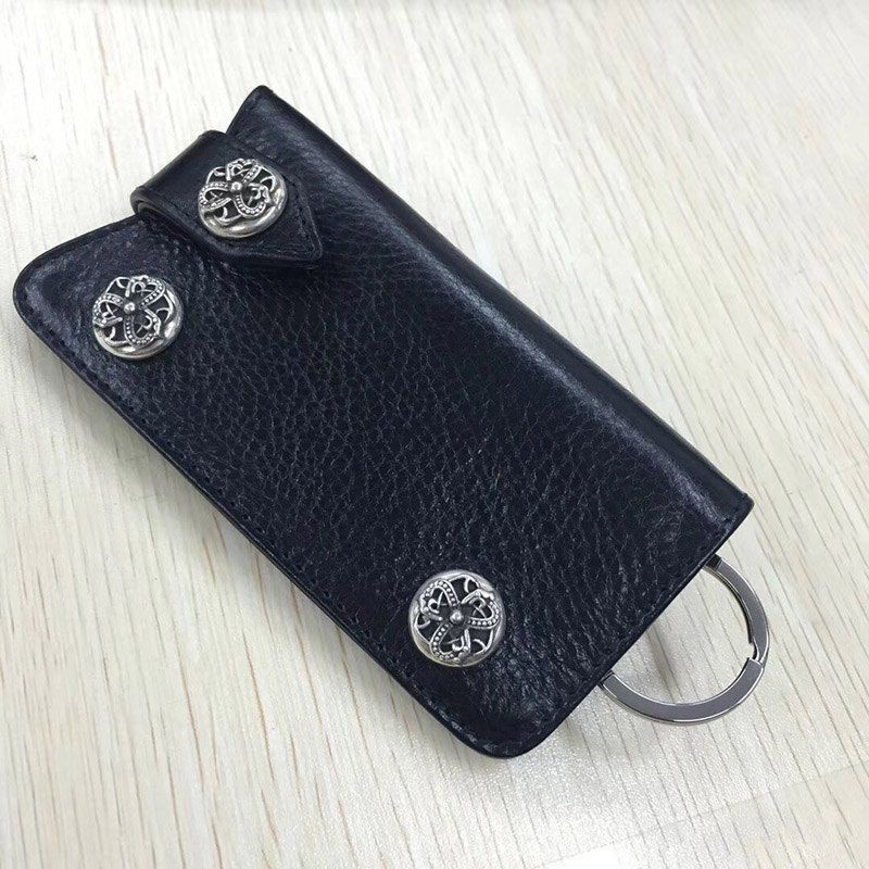 稀少 十クロムハーツ十【クロスボールボタン コピー】◆レザーキーケース･BLK Kur85182通販