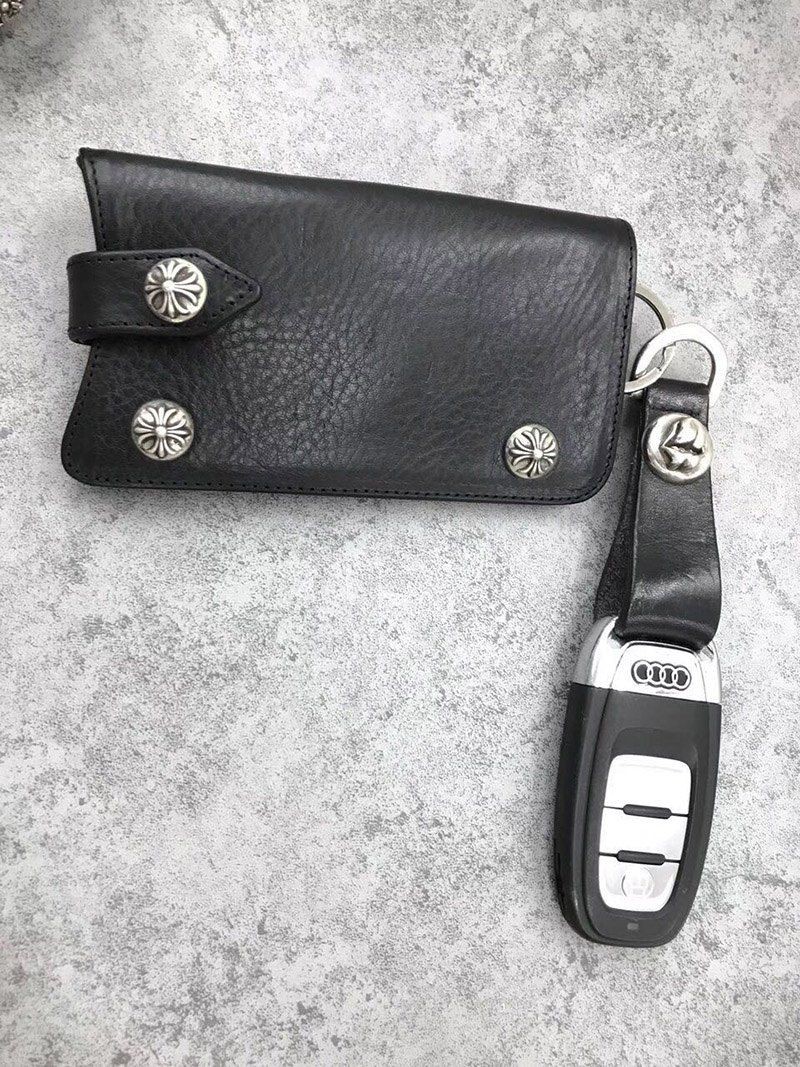 稀少 十クロムハーツ十【クロスボールボタン コピー】◆レザーキーケース･BLK Kur85182人気