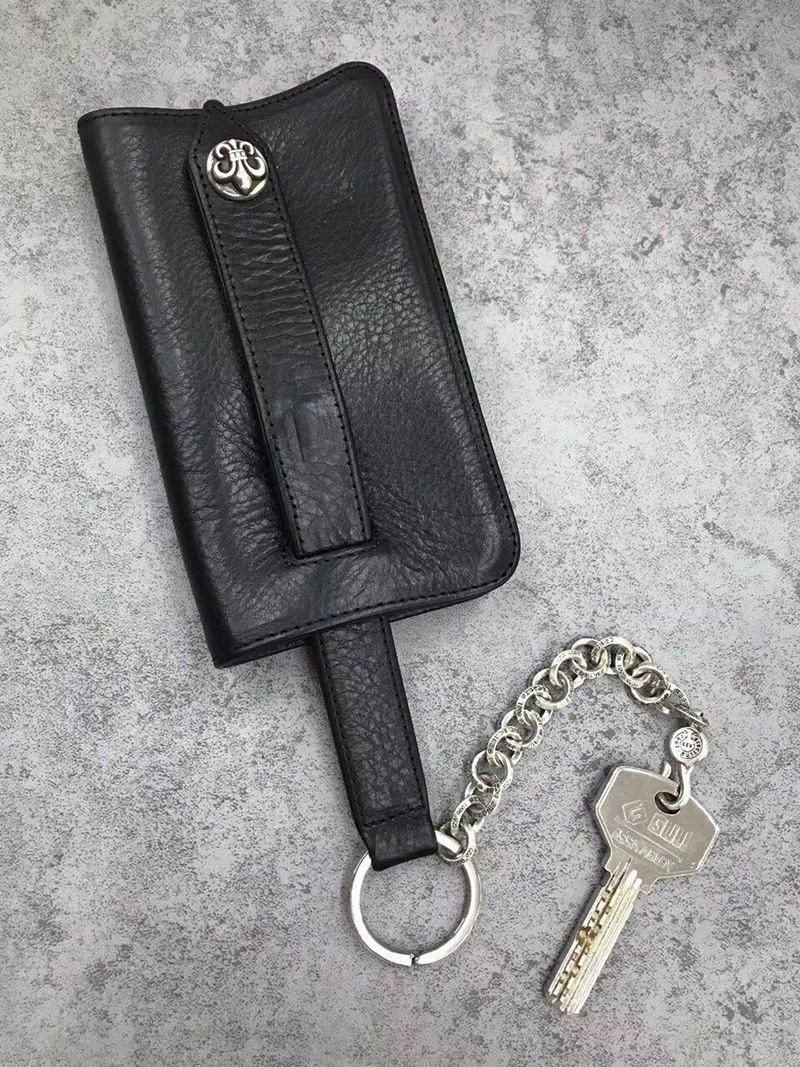 稀少 十クロムハーツ十【クロスボールボタン コピー】◆レザーキーケース･BLK Kur85182N級品