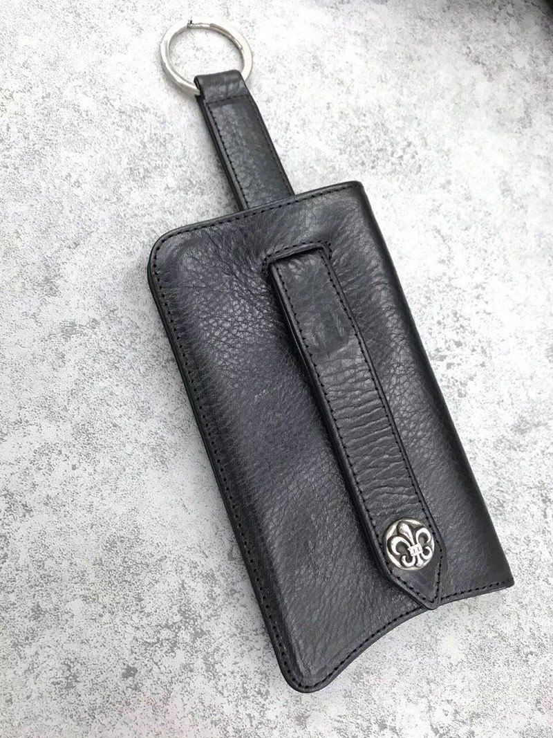稀少 十クロムハーツ十【クロスボールボタン コピー】◆レザーキーケース･BLK Kur85182代引きを販売