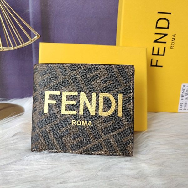 フェンディ ブラウンファブリック  スーパーコピー二つ折り財布 偽物 7M0339AJJ8F1HRH