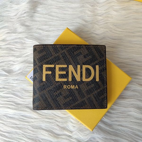 フェンディ ブラウンファブリック  スーパーコピー二つ折り財布 偽物 7M0339AJJ8F1HRH高い品質