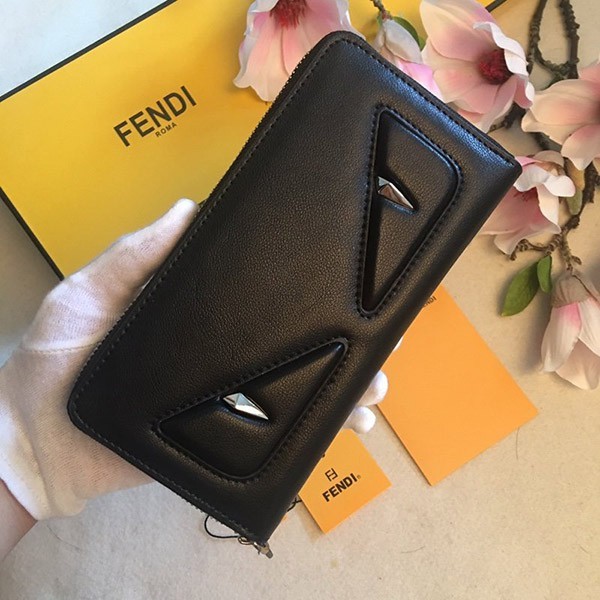 フェンディ バッグ バグズ コピー ブラックレザー 長財布 fee30631
