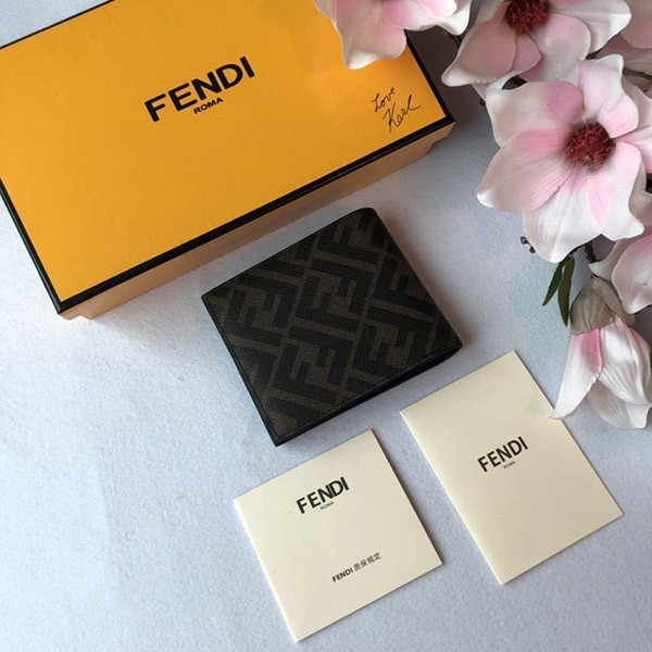 フェンディ コピー ブラウンファブリック 二つ折り財布 fee48867激安送料無料