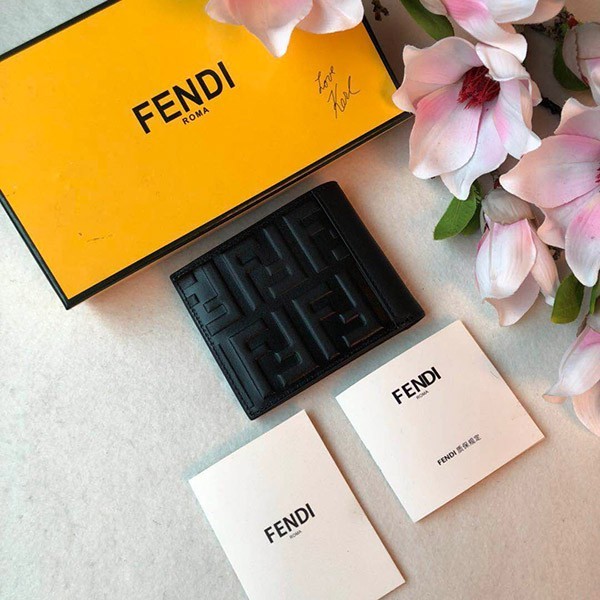 ★日本!!人気！フェンディ コピー ブラックレザー二つ折り財布 feo02506激安送料無料