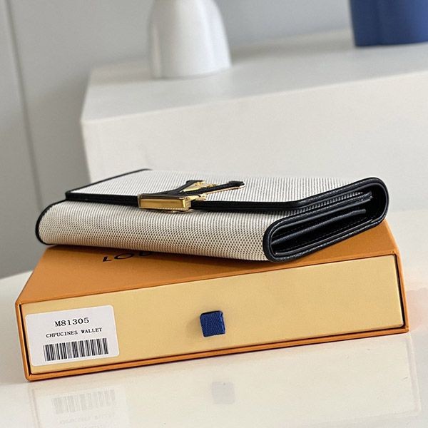 ルイヴィトン 2つ折り長財布 偽物 ポルトフォイユカプシーヌ M81305高い品質
