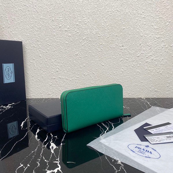プラダ サフィアーノエンボスレザー ジップアラウンド長財布 コピー グリーン puh57020激安送料無料