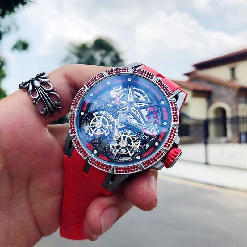 関税負担なしロジェデュブイ エクスカリバー スパイダーウラカン 偽物 自動巻き レッド 47MM roo19202激安送料無料