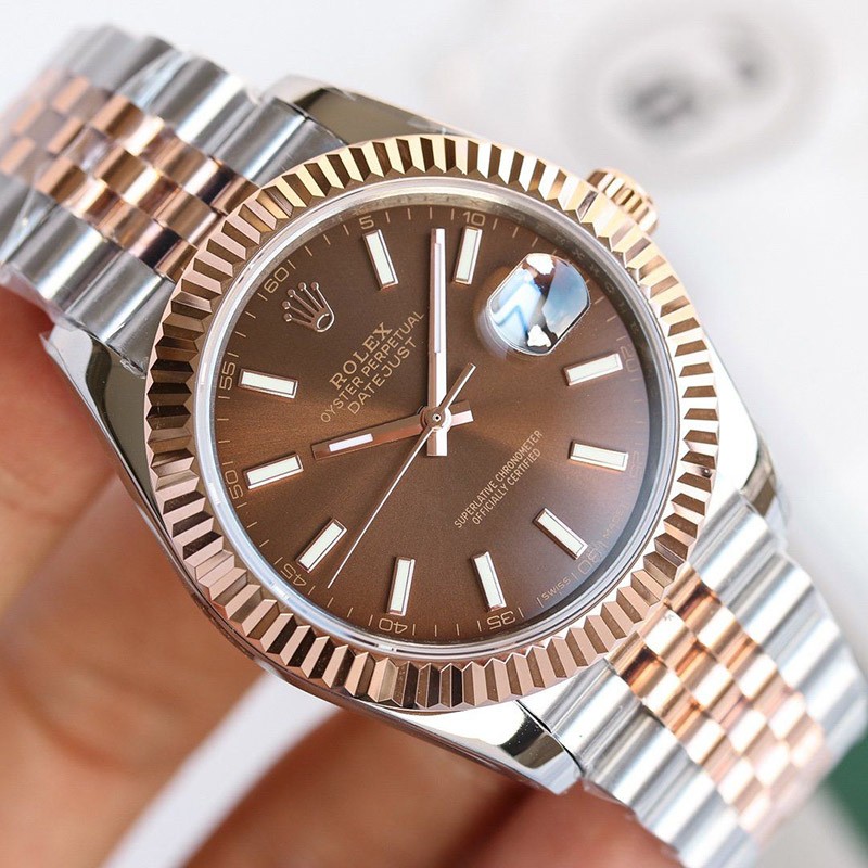 目を惹くカラー ロレックス 時計 パロディ デイトジャスト 41mm チョコレート メンズ 126331通販