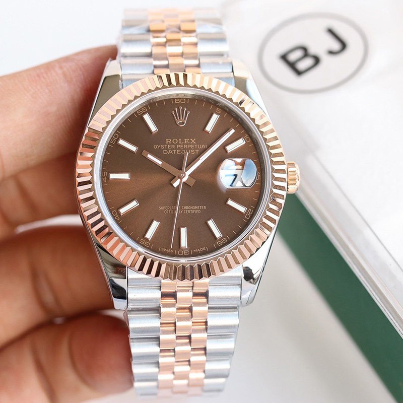 目を惹くカラー ロレックス 時計 パロディ デイトジャスト 41mm チョコレート メンズ 126331N級品