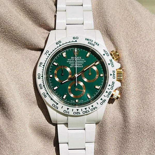 ロレックス AET 偽物 コスモグラフ デイトナ セラミック 時計 BRITISH RACING GREEN rof43635通販
