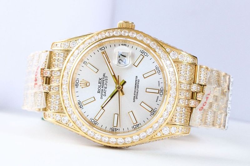 人気No1 ロレックス スーパーコピー 時計 デイトジャスト 41MM ホワイト ダイヤモンドベゼル 18K  roo38140通販